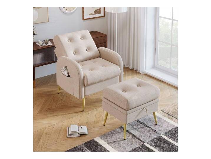 autolock Loungesessel Loungesessel mit Fußstütze, Rückenlehne 3-stufig verstellbar, mit Relaxfunktion, beige, beige von autolock