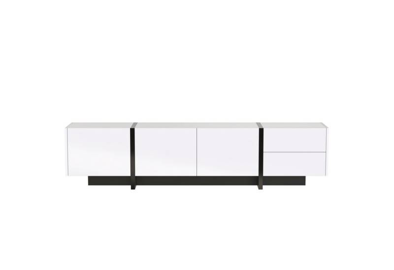 autolock Lowboard TV-Lowboard in Hochglanz Weiß TV-Schrank mit Türen & Schubladen (190 L × 35 B × 45 H cm), TV-Board Fernsehschrank Kommode für Wohnzimmer Schlafzimmer von autolock