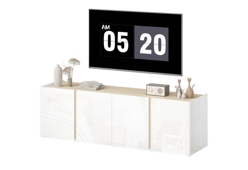 autolock Lowboard TV-Schrank 65 Zoll mit Soft-Close-Türen & verstellbaren Regalen (TV-Schrank mit Kabellöcher 135B x 38T x 45H cm), TV-Kommode TV-Board Fernsehschrank für Wohnzimmer Schlafzimmer von autolock