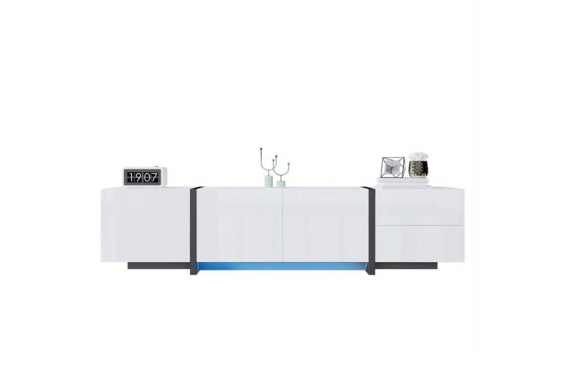 autolock Lowboard TV-Schrank Hochglanzschrank in Schwarz-weißes Ausführung (170 × 30 × 39 cm), TV-Board Fernsehschrank Kommode für Wohnzimmer Schlafzimmer von autolock