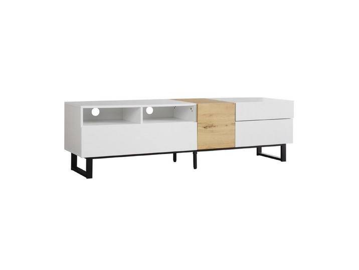 autolock Lowboard TV-Schrank Moderner TV-Board Weiß & Holzoptik (180 x 50 x 38 cm), Fernsehschrank Kommode für Wohnzimmer Schlafzimmer, weiß von autolock