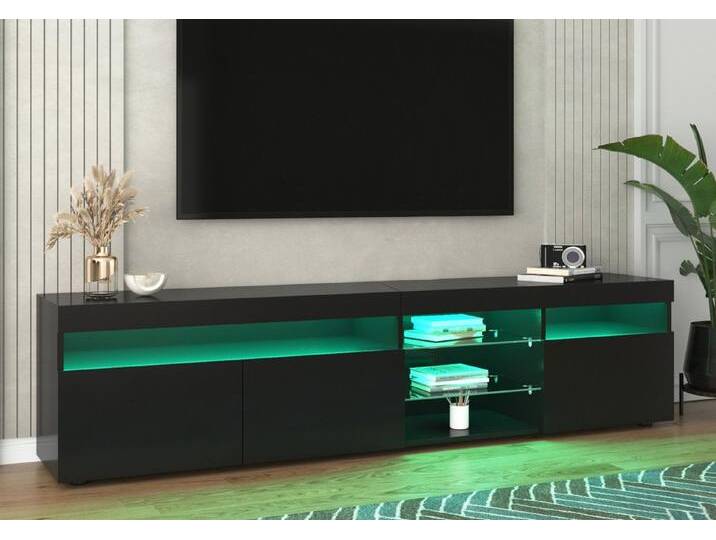 autolock Lowboard TV-Schrank TV-Board mit variable LED-Beleuchtung, Hochglanz (180 × 35 × 48 cm), moderner Fernsehschrank Kommode für Wohnzimmer Schlafzimmer von autolock