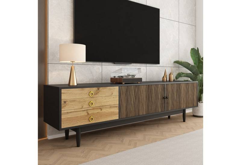 autolock Lowboard TV-Schrank TV-Ständer Wasserwellen-Design bis zu 75 Zoll (180×38×50 cm), TV-Board Fernsehschrank Kommode für Wohnzimmer Schlafzimmer von autolock