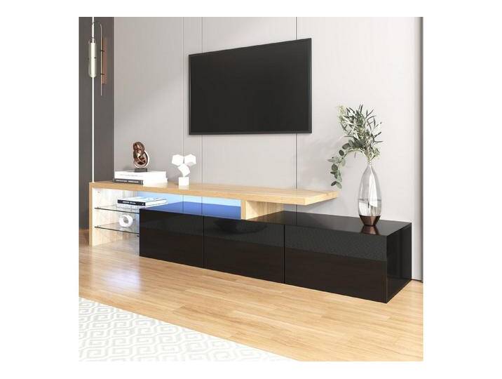 autolock Lowboard TV-Schrank im Hochglanz mit LED-Beleuchtung (197,5 L x 39 B x 42 H cm), TV-Board Fernsehschrank Kommode für Wohnzimmer Schlafzimmer von autolock