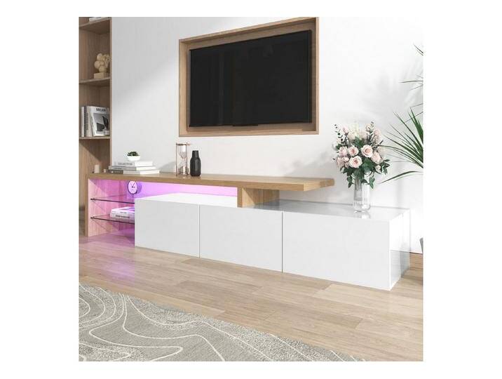 autolock Lowboard TV-Schrank im Hochglanz mit LED-Beleuchtung (197,5 L x 39 B x 42 H cm), TV-Board Fernsehschrank Kommode für Wohnzimmer Schlafzimmer von autolock
