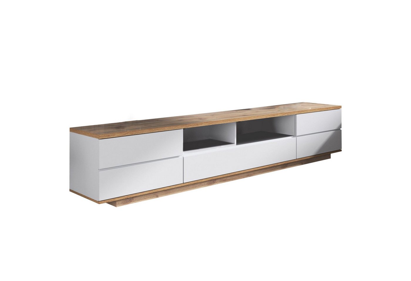 autolock Lowboard TV-Schrank in weißer Ausführung mit Holzmaserung (180 L x 38 B x 46 H cm), TV-Board Fernsehschrank Kommode für Wohnzimmer Schlafzimmer von autolock