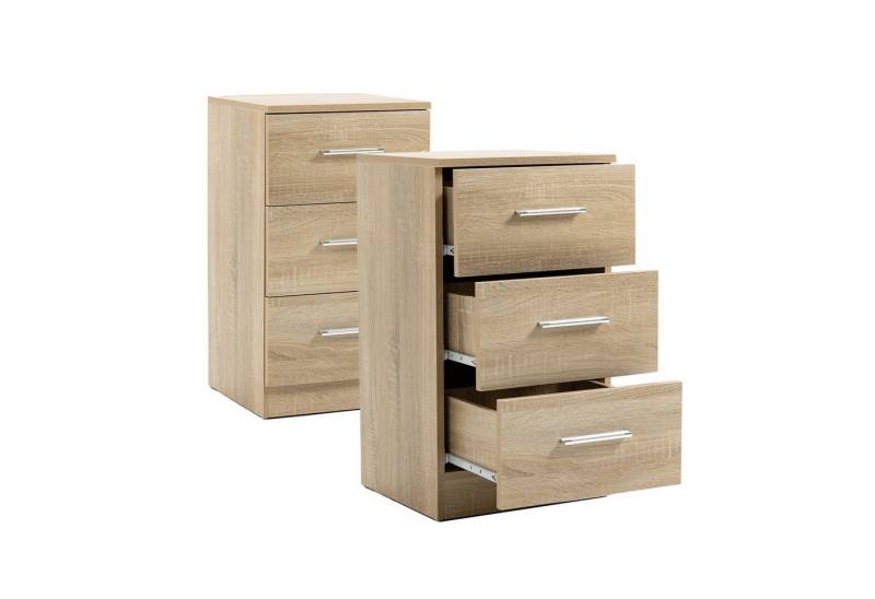 autolock Nachttisch 2er Nachttische,Nachtkommode mit 3 Schubladen Nachtschrank von autolock