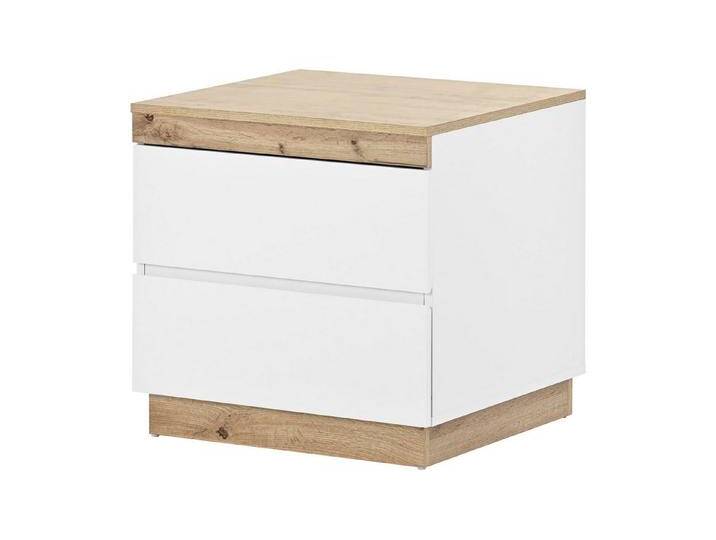 autolock Nachttisch Nachtschrank aus Ungiftigkeit E1-Spanplatte mit 2 Schubladen (55 × 40 × 50 cm), Nachtkommode für Schlafzimmer, weiß von autolock