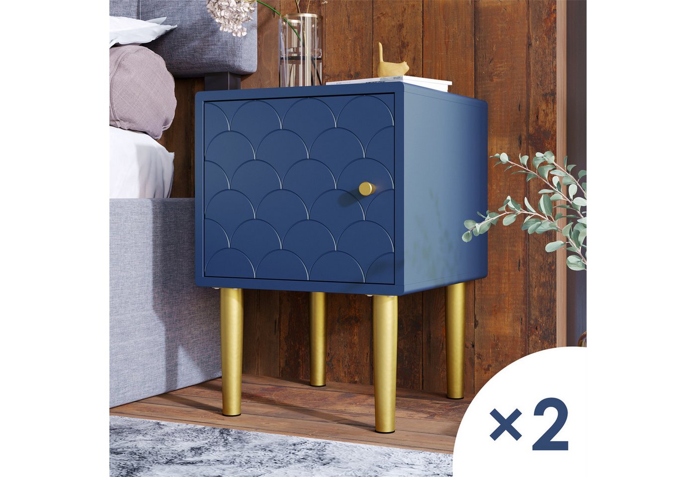 autolock Nachttisch Nachttisch mit Schublade Beistelltisch Nachtschrank (2-St) von autolock