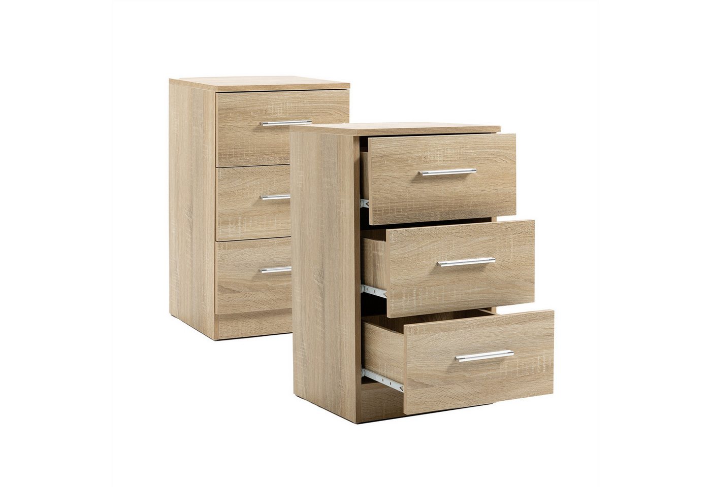 autolock Nachttisch Nachttische 2er Set, mit 3 Schubladen, Naturfarbe von autolock