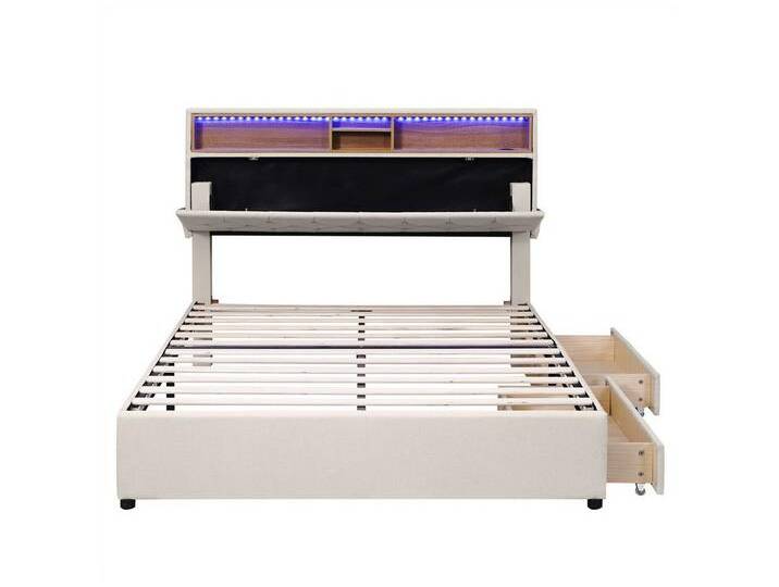 autolock Polsterbett Doppelbett,Polsterbett,Bett mit USB-Aufladung und LED-Beleuchtung, Funktionsbett mit Schubladen,verstellbares Kopfteil,140 x 200 cm, beige weiß autolock Polsterbett Doppelbett,Polsterbett,Bett mit USB-Aufladung und LED-Beleuchtung, Funktionsbett mit Schubladen,verstellbares Kopfteil,140 x 200 cm, beige weiß von autolock