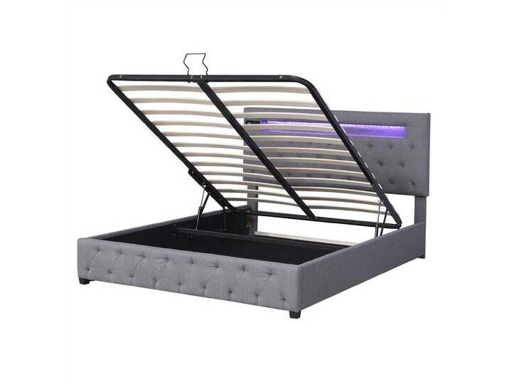autolock Polsterbett Doppelbett,Polsterbett,Familienbett,Plattformbett mit aufladen USB, Bluetooth-Player,LED-Beleuchtung,mit Stauraum,Verstellbares Kopfteil von autolock