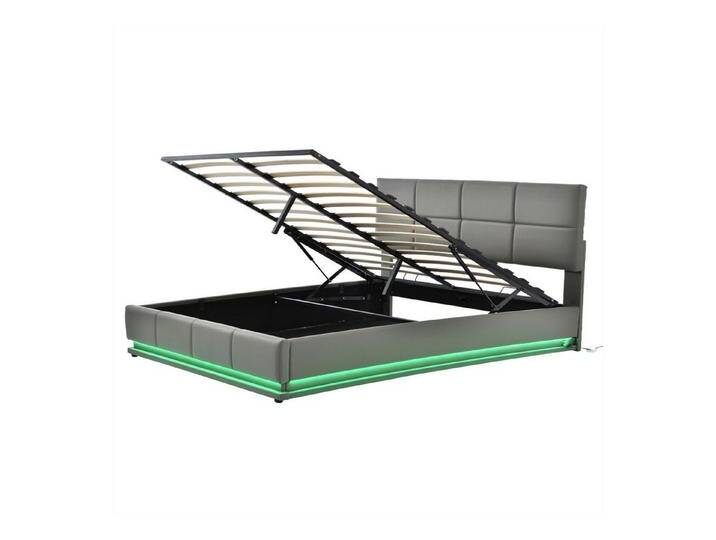 autolock Polsterbett Polsterbett,Doppelbett mit höheverstellbarem Polsterkopfteil Stauraum, Jugendbett160 x 200 cm,mit LED von autolock