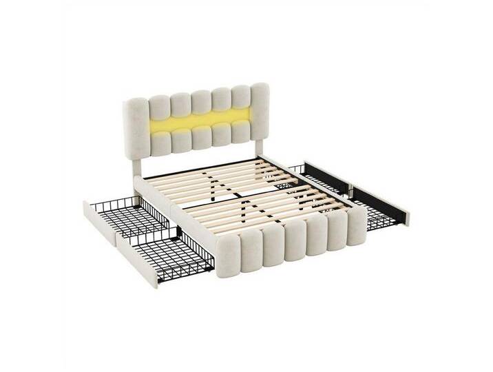 autolock Polsterbett Polsterbett,Polsterbett mit 4 Schubladen,Kinderbett mit USB, mit LED-Lichtleiste und Stereoanlage,140 x 200cm, beige weiß, Beige autolock Polsterbett Polsterbett,Polsterbett mit 4 Schubladen,Kinderbett mit USB, mit LED-Lichtleiste und Stereoanlage,140 x 200cm, beige weiß, Beige von autolock