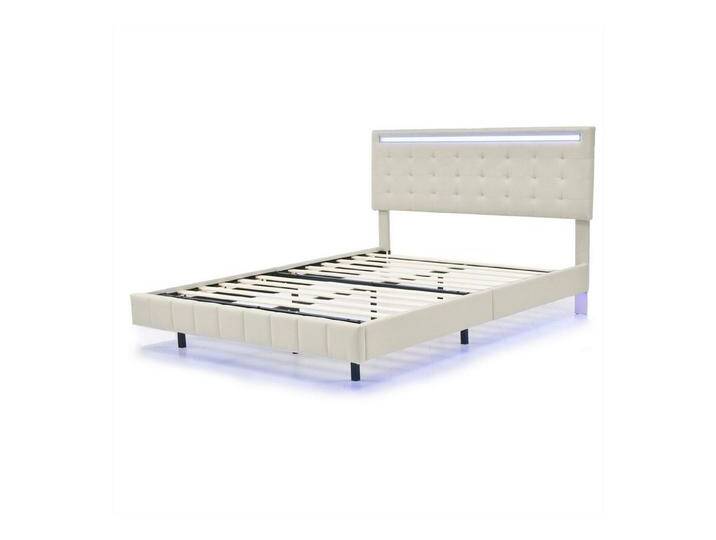 autolock Polsterbett Polsterbett,flächiges Doppelbett,Gästebett,mit Schwebebettrahmen, mit LED-Leuchten und Kopfteildesign,in hautfreundlichem Leinen von autolock
