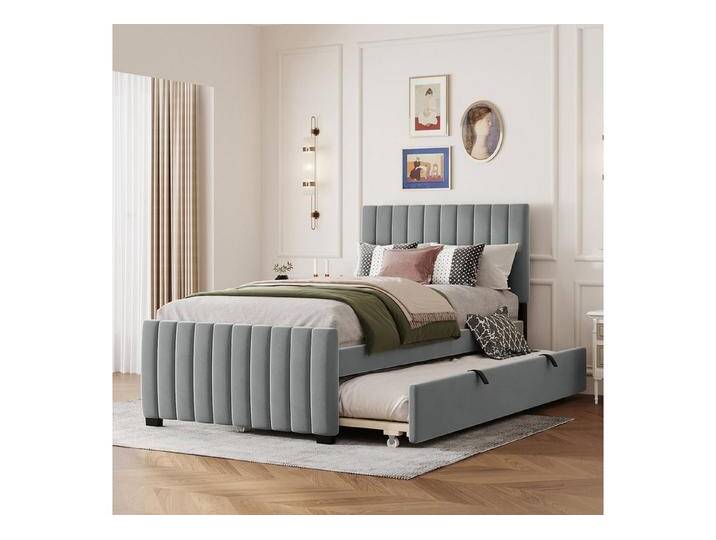 autolock Polsterbett Polsterbett mit Ausziehbett, Samtstoff, 90 x 190 cm, grau, Grau autolock Polsterbett Polsterbett mit Ausziehbett, Samtstoff, 90 x 190 cm, grau, Grau von autolock