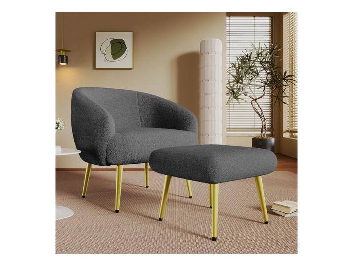 autolock Polsterstuhl Moderner Sherpa-Polsterstuhl mit Fußhocker, grau, Grau von autolock