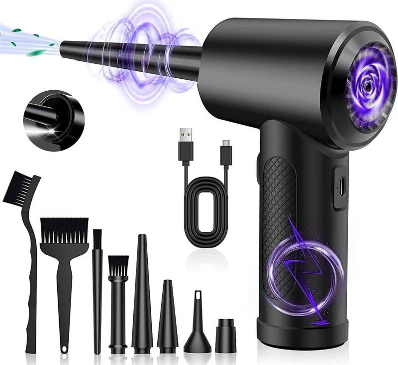 autolock Reinigungs-Set Tragbare Elektrische Staubgebläse,luftspray Compressed AirDuster, 3-Gang 51000U/min,mit 6000mAh Akku,LED-Licht,Reinigungsbürste von autolock