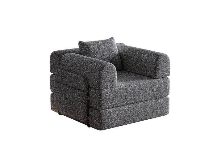 autolock Relaxsessel Chenille-Schlafsofa 2-in-1 mit Staufach in der Armlehne,3 Metallrahmen, grau, Grau von autolock