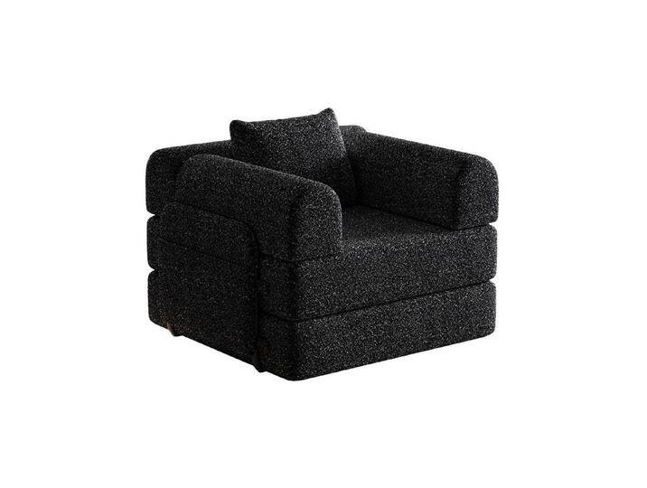 autolock Relaxsessel Chenille-Schlafsofa 2-in-1 mit Staufach in der Armlehne,3 Metallrahmen, schwarz, Schwarz von autolock