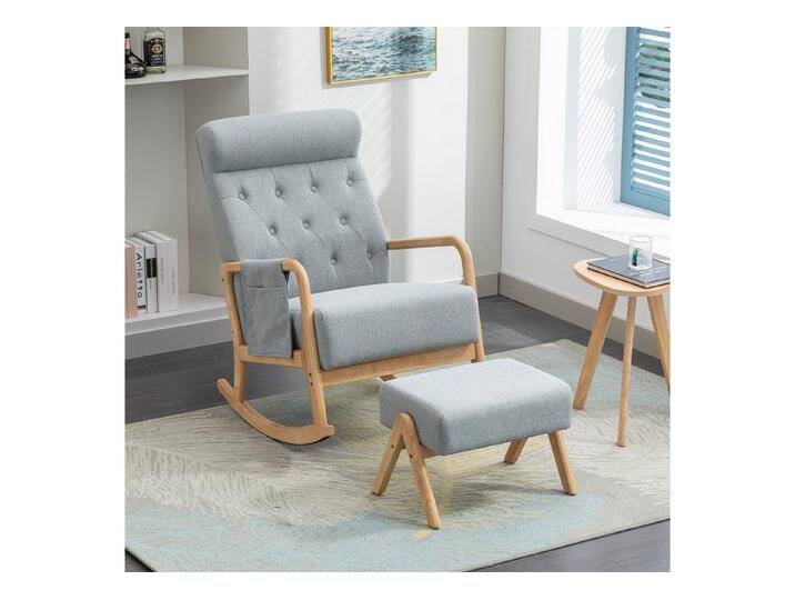 autolock Schaukelstuhl Bequemer Schaukelstuhl mit Ottomane, Wohnzimmer, grau von autolock