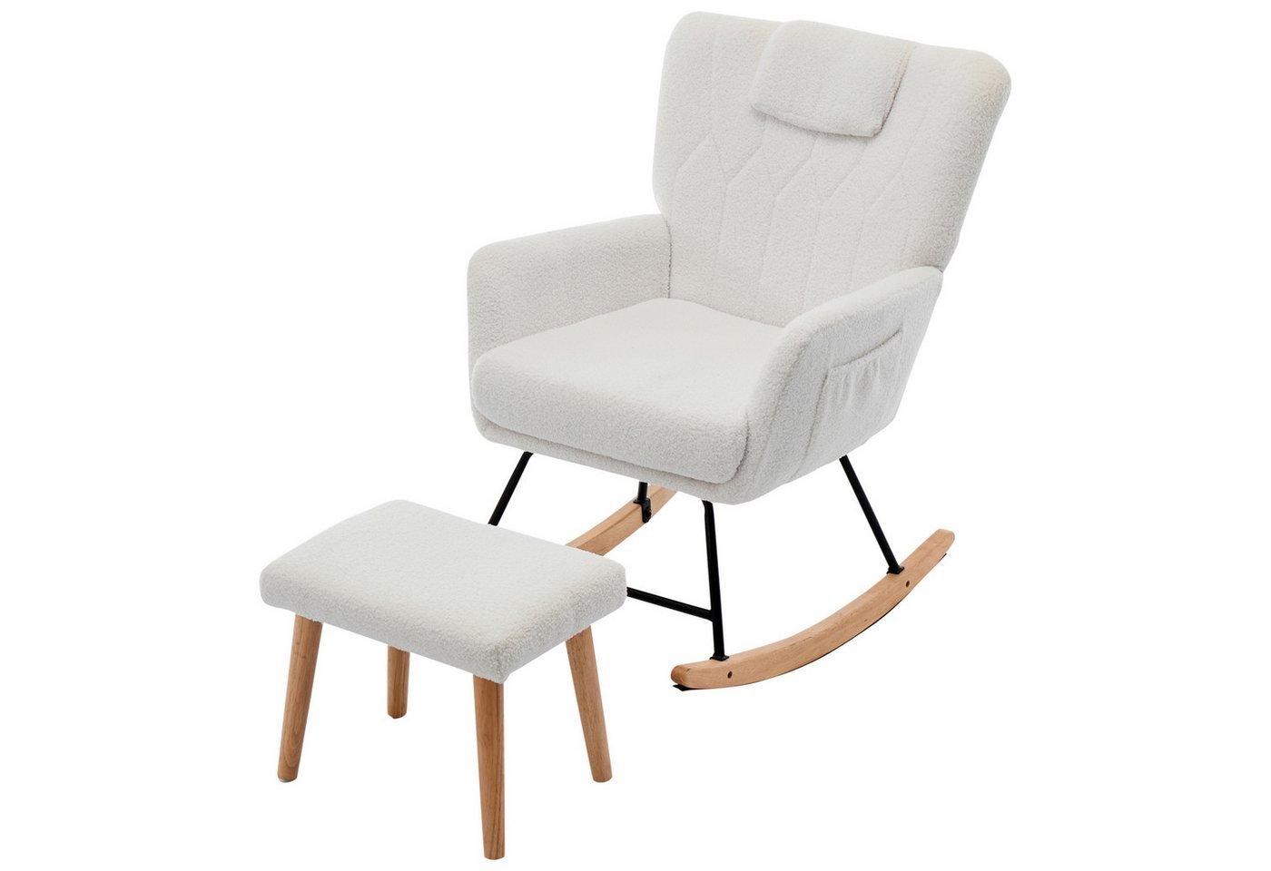autolock Schaukelstuhl Relaxsessel Gepolsterter Ergonomisch mit Fußhocker, Gummiholzrahmen, Stuhl der um 30 Grad schaukeln kann für Wohn- und Schlafzimmer, Weiß autolock Schaukelstuhl Relaxsessel Gepolsterter Ergonomisch mit Fußhocker, Gummiholzrahmen, Stuhl der um 30 Grad schaukeln kann für Wohn- und Schlafzimmer, Weiß von autolock