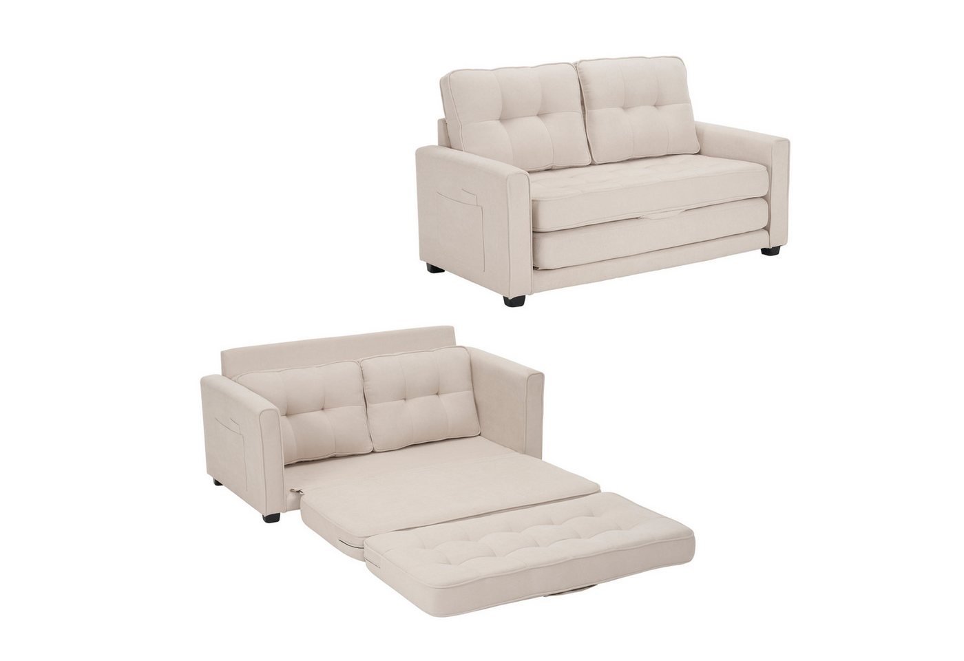 autolock Schlafsofa 2-Sitzer Klappbare Gästebettfunktion Doppelsofa mit Schlaffunktion, Gepolstertes Sofa mit Seitentaschen für Wohn- und Gästezimmer von autolock