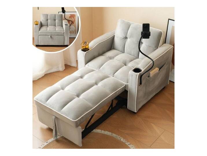 autolock Schlafsofa 3-in-1 Ausziehbares Einzel-Schlafsofa mit Getränkehaltern, Handyhalter von autolock