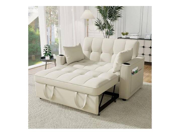 autolock Schlafsofa 3-in-1 Ausziehsofa Klappbares Schlafsofa für 2 Personen, Multifunktionssofa für Wohnzimmer, Schlafzimmer, Heimkino-Wohnung, beige von autolock