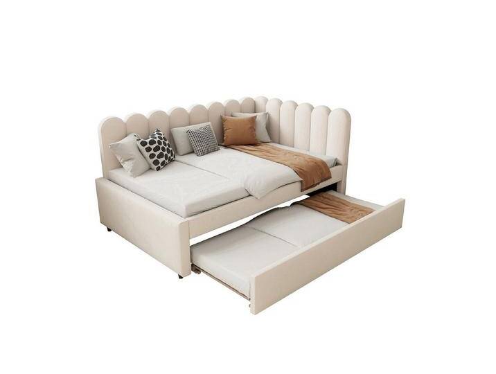 autolock Schlafsofa L-förmiges Polsterbett, Schlafsofa,Tagesbett,140x200 cm Daybett, mit geblümter Rückenlehne und Ausziehbett in Samtstoff, beige autolock Schlafsofa L-förmiges Polsterbett, Schlafsofa,Tagesbett,140x200 cm Daybett, mit geblümter Rückenlehne und Ausziehbett in Samtstoff, beige von autolock
