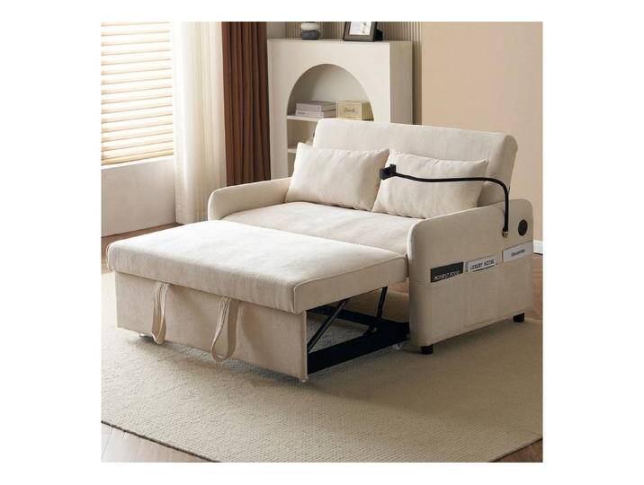autolock Schlafsofa Multifunktional Schlafsofa mit Klappfunktion,Verstellbare Rückenlehne, Zweisitzer für Wohnzimmer & Gästezimmer, Schlafzimmer, weiß von autolock