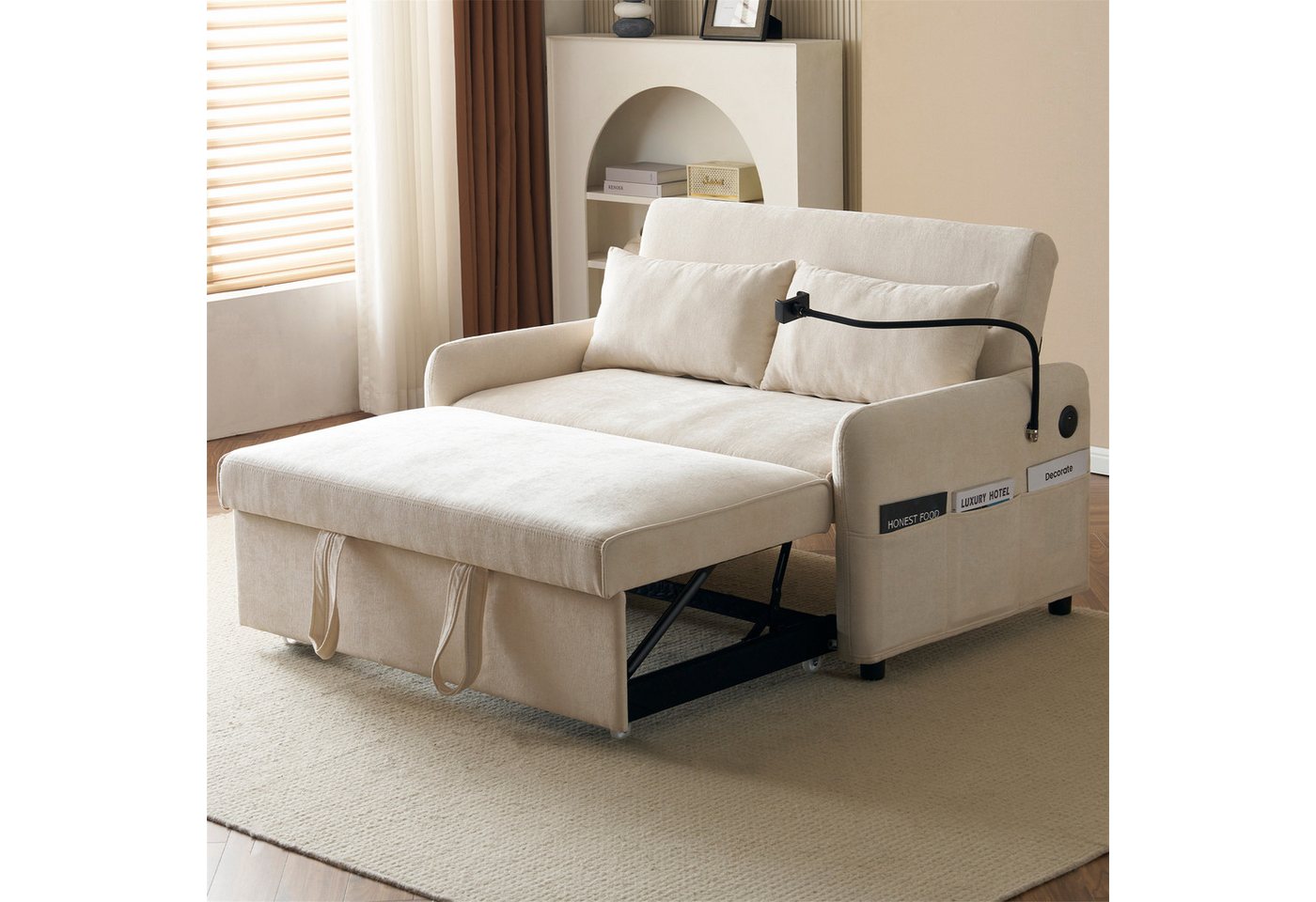 autolock Schlafsofa Multifunktional Schlafsofa mit Klappfunktion,Verstellbare Rückenlehne, Zweisitzer für Wohnzimmer & Gästezimmer, Schlafzimmer von autolock