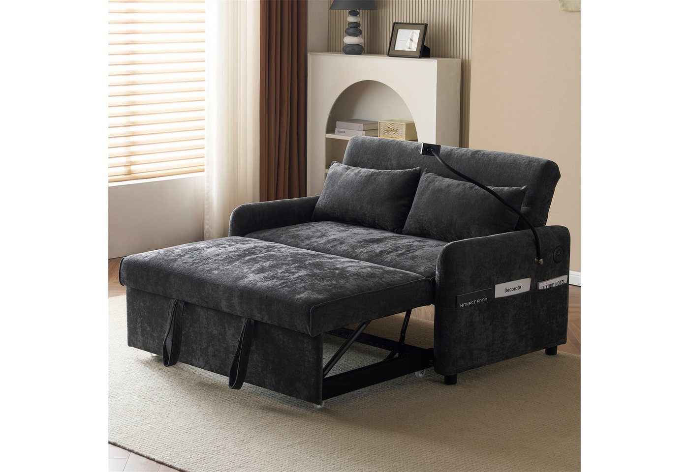 autolock Schlafsofa Multifunktional Schlafsofa mit Klappfunktion,Verstellbare Rückenlehne, Zweisitzer für Wohnzimmer & Gästezimmer, Schlafzimmer von autolock