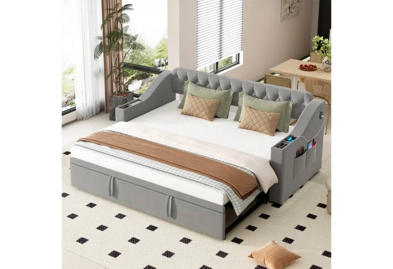 autolock Schlafsofa Polsterbett, Schlafsofa mit USB-Ladeanschluss, Ablagetaschen von autolock