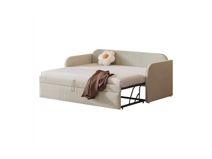 autolock Schlafsofa Polsterbett,Ausziehbares Schlafsofa 90/180*190cm,mit Lattenrost, mit vertikalen Streifen,Multifunktionsbett,atmungsaktiver Leinenstoff autolock Schlafsofa Polsterbett,Ausziehbares Schlafsofa 90/180*190cm,mit Lattenrost, mit vertikalen Streifen,Multifunktionsbett,atmungsaktiver Leinenstoff von autolock