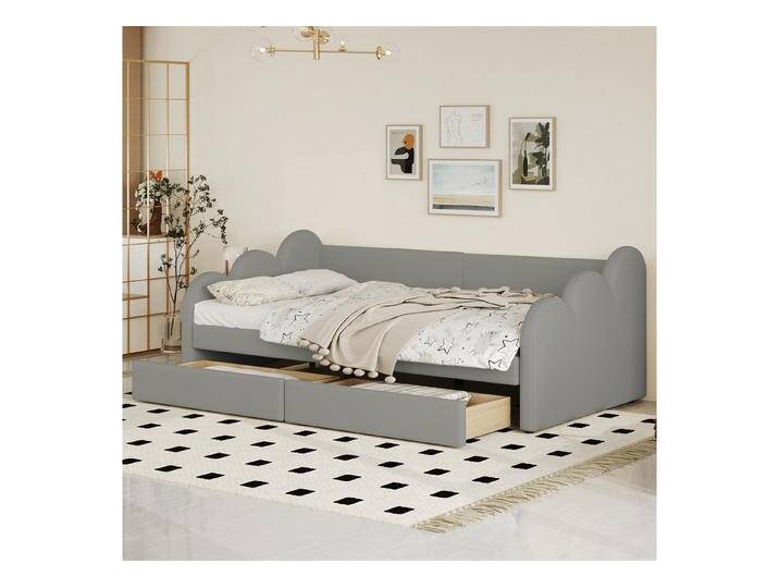 autolock Schlafsofa Polsterbett 90*200cm,Schlafsofa mit 2 Ablagefächern, grau, Grau von autolock