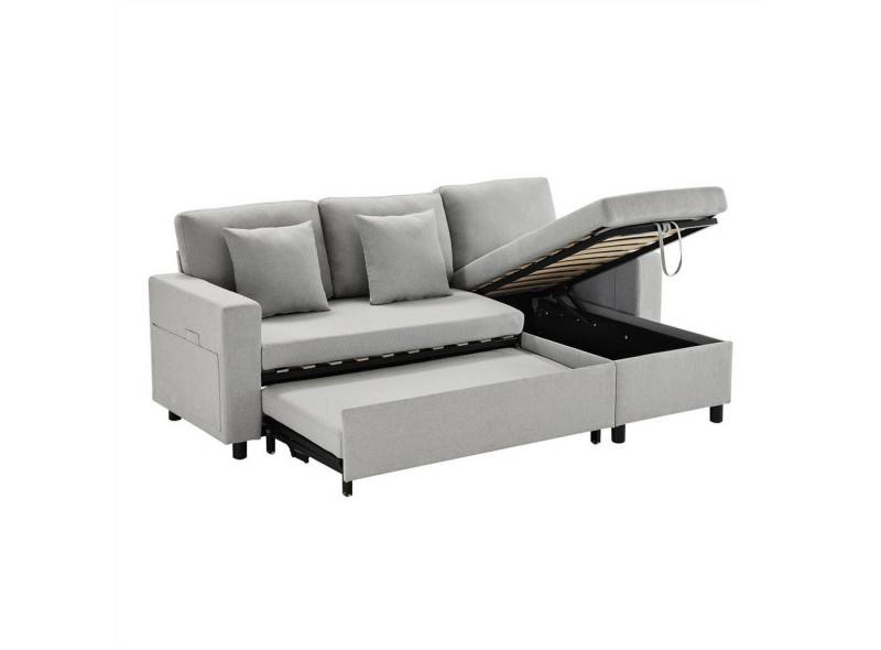 autolock Schlafsofa Schlafsofa,L-förmiges Sofa mit Schlaffunktion,Sofa-Chaiselongue, mit Stauraum,Taschenbecherhalter,Wohnzimmer-Schlafsofa von autolock