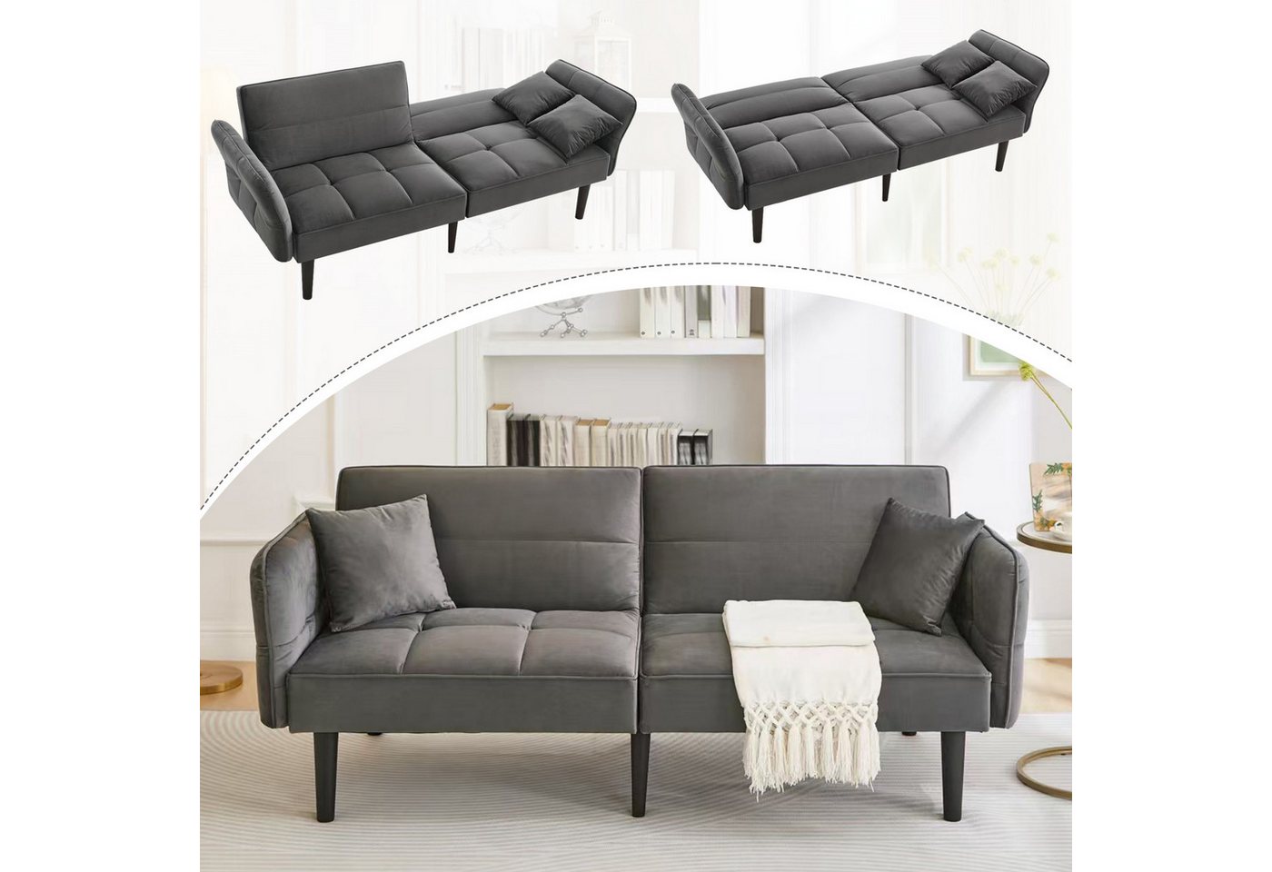autolock Schlafsofa Verstellbares Samt-Schlafsofa mit Bettfunktion 3-stufige Rückenlehnen, 2-Sitzer-Sofa platzsparendes 2-in-1 Funktionssofa für kleine Räume autolock Schlafsofa Verstellbares Samt-Schlafsofa mit Bettfunktion 3-stufige Rückenlehnen, 2-Sitzer-Sofa platzsparendes 2-in-1 Funktionssofa für kleine Räume von autolock