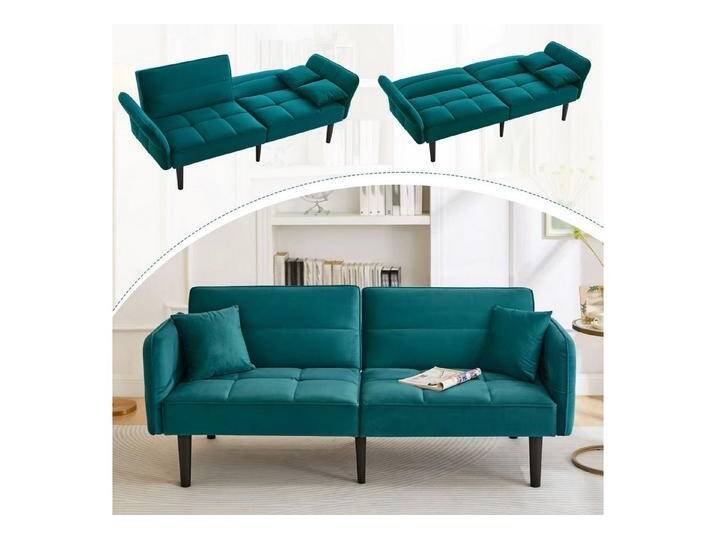 autolock Schlafsofa Verstellbares Samt-Schlafsofa mit Bettfunktion 3-stufige Rückenlehnen, 2-Sitzer-Sofa platzsparendes 2-in-1 Funktionssofa für kleine Räume von autolock