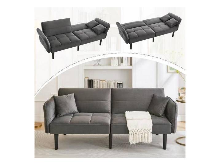 autolock Schlafsofa Verstellbares Samt-Schlafsofa mit Bettfunktion 3-stufige Rückenlehnen, 2-Sitzer-Sofa platzsparendes 2-in-1 Funktionssofa für kleine Räume von autolock