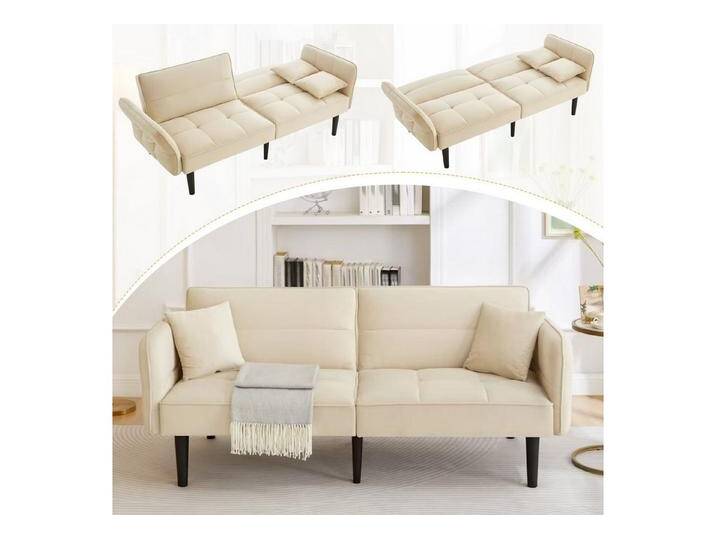 autolock Schlafsofa Verstellbares Samt-Schlafsofa mit Bettfunktion 3-stufige Rückenlehnen, 2-Sitzer-Sofa platzsparendes 2-in-1 Funktionssofa für kleine Räume von autolock