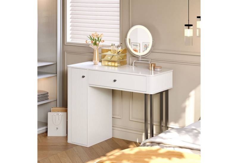 autolock Schminktisch Kosmetiktisch Frisiertisch mit LED-Spiegel, Kippsicherung (100×40×116 cm, ohne Hocker), makeup tisch für Schlafzimmer und Wohnzimmer von autolock