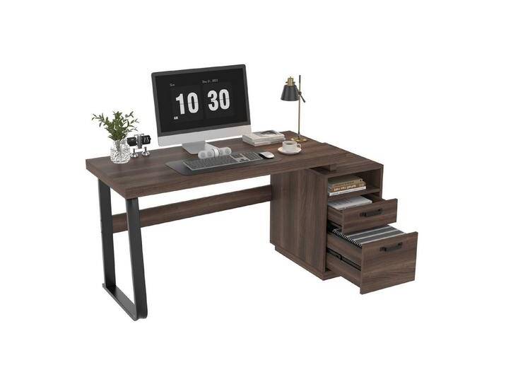 autolock Schreibtisch Multifunktionaler Bürotisch aus Stahlrahmen &MDF (161cm x 54 cm x 76.4 cm), Computertisch mit Ordnerfach für Büro von autolock