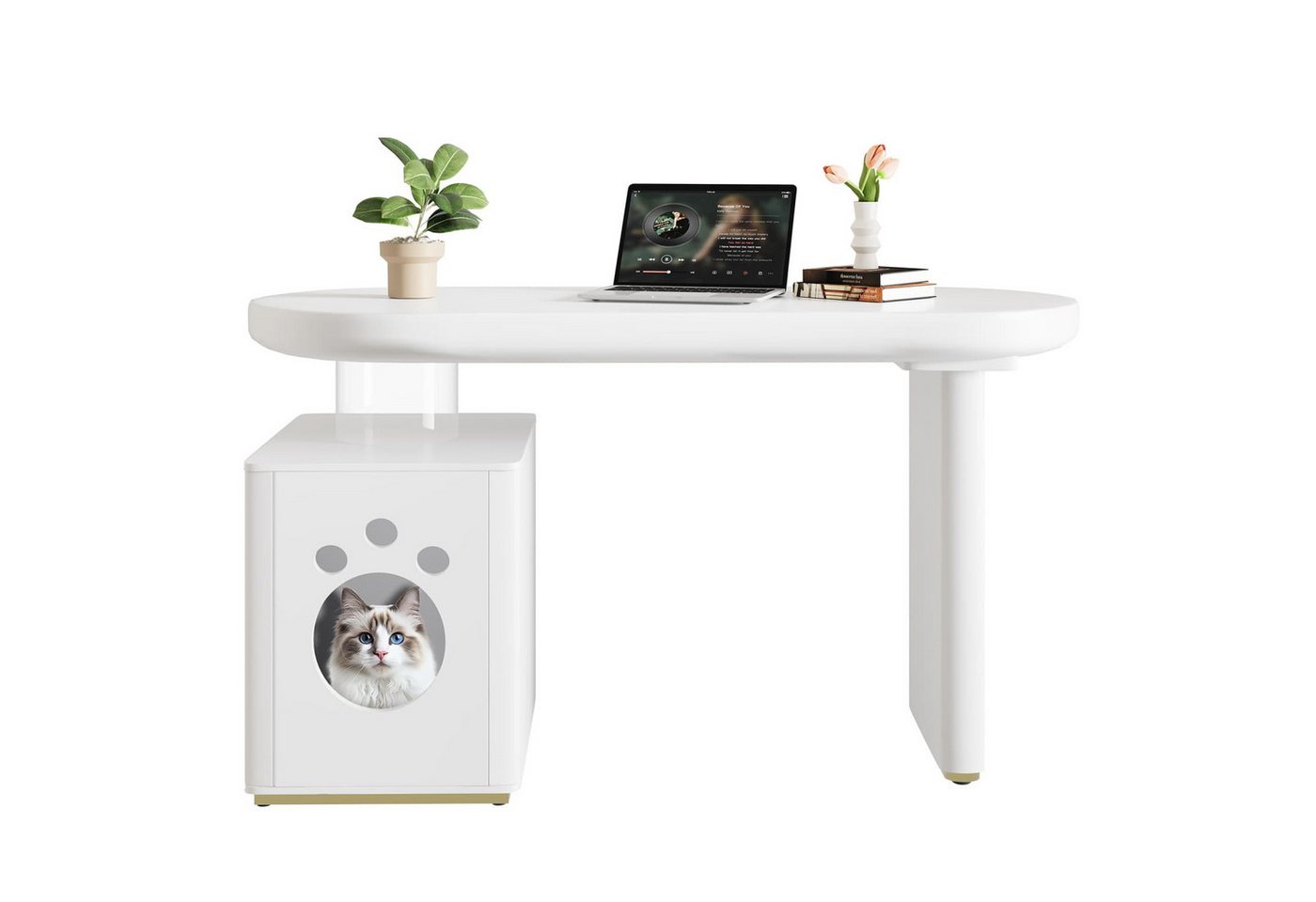 autolock Schreibtisch Schreibtisch mit Haustierbett,117×50×76cm,komplett lackiert,modern, 5cm dicke Beine,stabile arbeitstisch,weißer französischer Stil autolock Schreibtisch Schreibtisch mit Haustierbett,117×50×76cm,komplett lackiert,modern, 5cm dicke Beine,stabile arbeitstisch,weißer französischer Stil von autolock