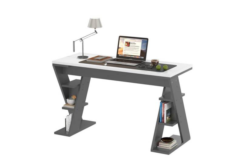 autolock Schreibtisch Schreibtisch mit X-förmiger Halterung,Lagerregal mit sechs Positionen, 120x50x74cm,farblich abgestimmtes Design,stilvoll und robust von autolock