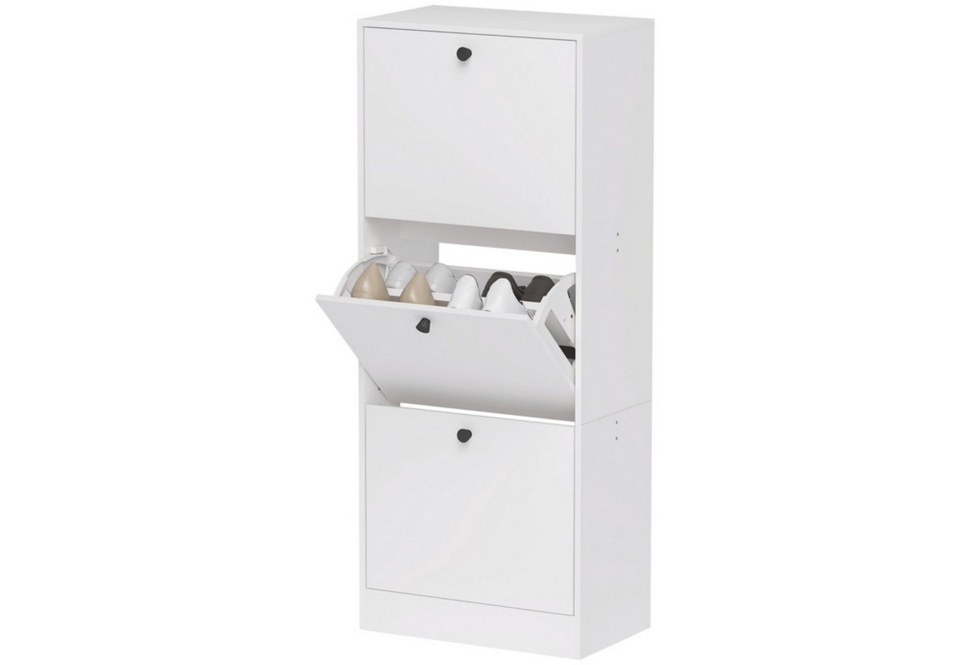 autolock Schuhkipper Schuhschrank Schuhregal mit 3 Klappen Verstellbar Trennwand (47 x 28 x 115 cm), Schmal Schuhkommode für 12 Paar Schuhe, Weiß von autolock