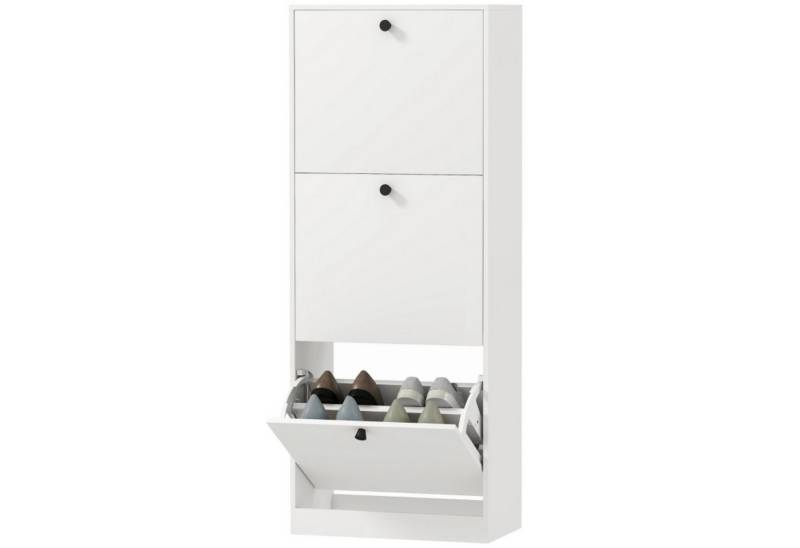 autolock Schuhkipper Schuhschrank mit 3 Klappen & verstellbarer Trennwand, Kippsicherung (Kompaktes Schuhkommode 47×26×120 cm), Schmales Schuhregal bietet Platz für 12 Paar Schuhe, für Flur Diele von autolock