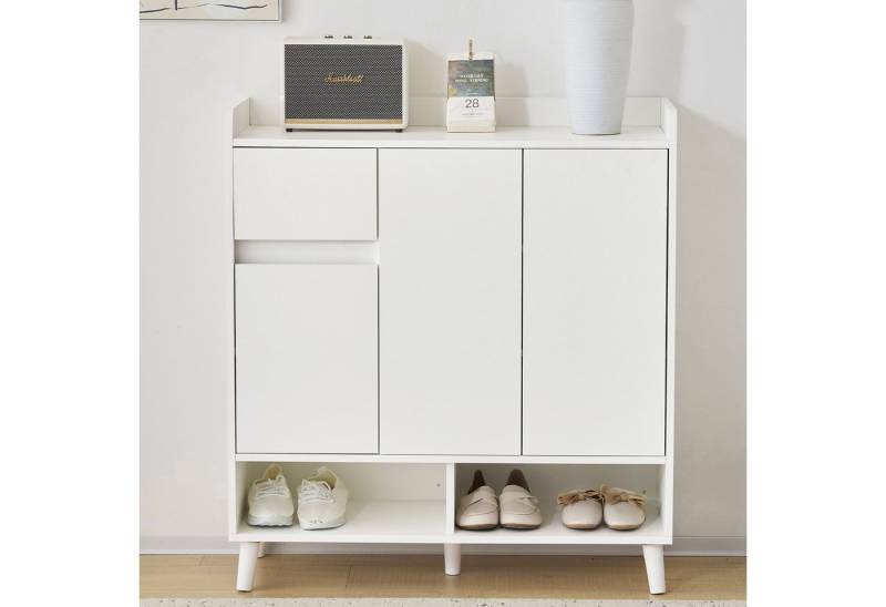 autolock Schuhschrank 3-in-1 Funktionalität Kommode, Sideboard & Schuhschrank in einem (verstellbaren Fächern, Breite 90cm) Schuhregal mit Massivholz füßen für Flur Eingangsbereich von autolock