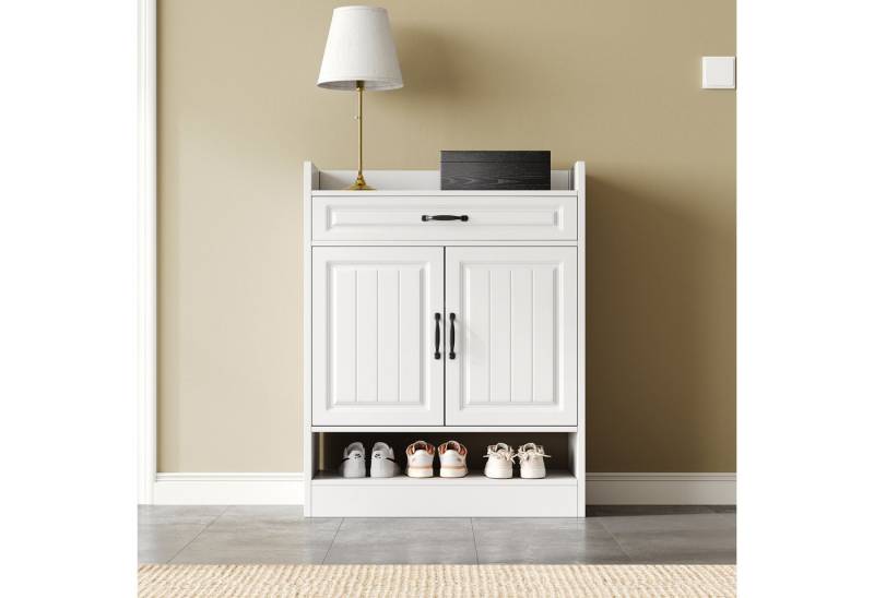 autolock Schuhschrank Moderne Schuhschrank Schuhkommode mit verstellbaren Regalen (75×36×95.5 cm, mit 2 Türen schwarzen Griffeneiner Schublade) Schuhregal Schuhschrank für Wohnzimmer Flur von autolock