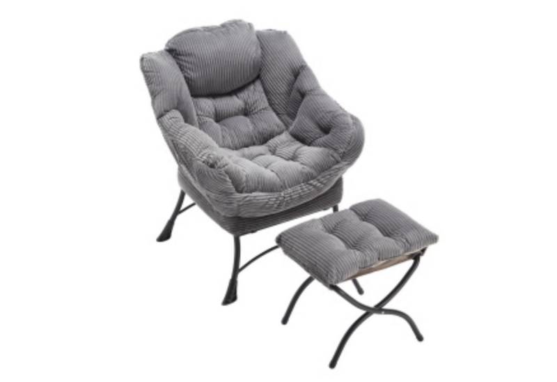 autolock Sessel Lazy Chair mit Ottomane,Freizeitstuhl mit Armlehnen und Seitentasche, gepolsterter Freizeit-Sofastuhl,moderner Lesesessel mit Fußstütze von autolock